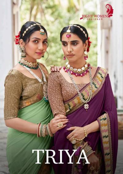 TRIYA BY RIGHT WOMEN DESIGNER JACQUARD SAREE WHOLESALER IN INDIA 